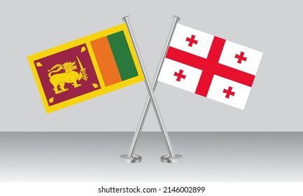 Crossed flags of Sri Lanka and Georgia. Official colors. Correct proportion. Banner design