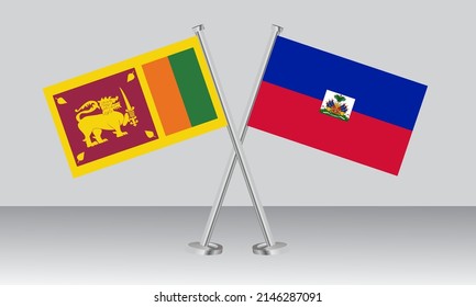 Crossed flags of Sri Lanka and Haiti. Official colors. Correct proportion. Banner design
