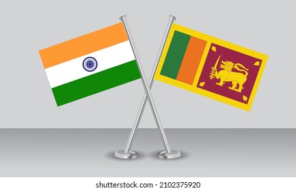 Crossed flags of Sri Lanka and India. Official colors. Correct proportion. Banner design