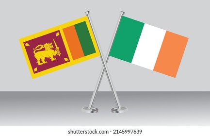 Crossed flags of Sri Lanka and Ireland. Official colors. Correct proportion. Banner design