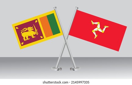 Crossed flags of Sri Lanka and  Isle of Man. Official colors. Correct proportion. Banner design