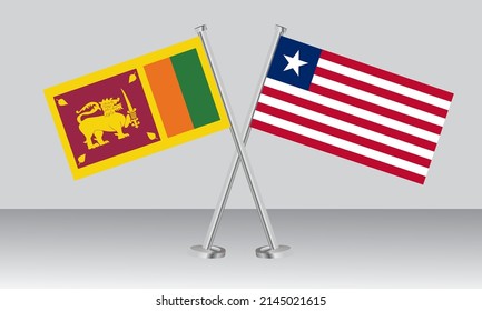 Crossed flags of Sri Lanka and Liberia. Official colors. Correct proportion. Banner design