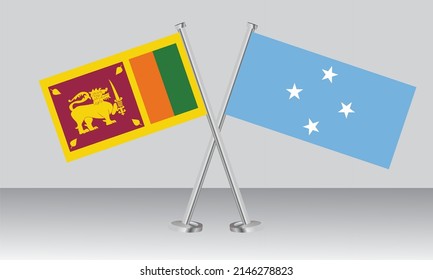 Crossed flags of Sri Lanka and Micronesia. Official colors. Correct proportion. Banner design