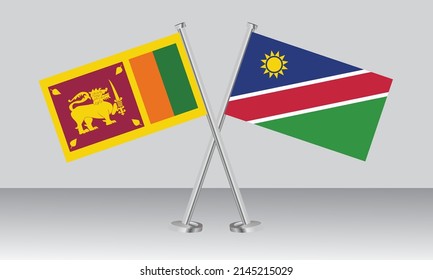 Crossed flags of Sri Lanka and Namibia. Official colors. Correct proportion. Banner design