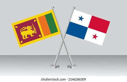 Gekreuzte Flaggen von Sri Lanka und Panama. Offizielle Farben. Richtiger Anteil. Banner-Design