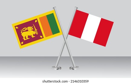 Crossed flags of Sri Lanka and Peru. Official colors. Correct proportion. Banner design