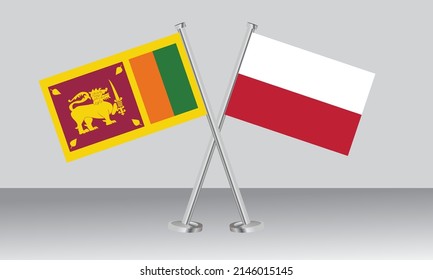 Gekreuzte Flaggen Sri Lankas und Polens. Offizielle Farben. Richtiger Anteil. Banner-Design