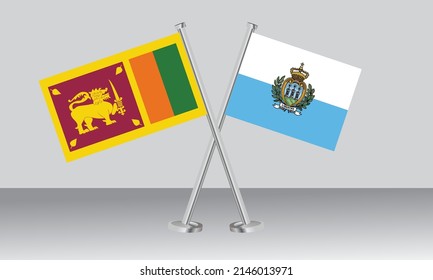 Crossed flags of Sri Lanka and San Marino. Official colors. Correct proportion. Banner design
