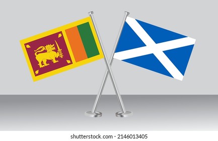 Crossed flags of Sri Lanka and Scotland. Official colors. Correct proportion. Banner design