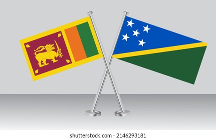 Crossed flags of Sri Lanka and Solomon Islands. Official colors. Correct proportion. Banner design