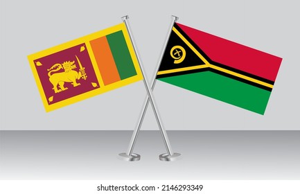 Crossed flags of Sri Lanka and Vanuatu. Official colors. Correct proportion. Banner design