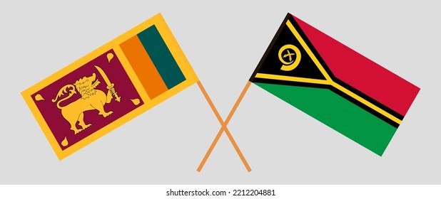 Banderas cruzadas de Sri Lanka y Vanuatu. Colores oficiales. Proporción correcta. Ilustración del vector
