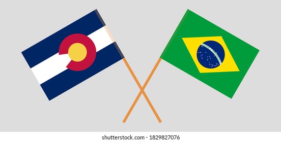 Crossed flags of The State of Colorado and Brazil