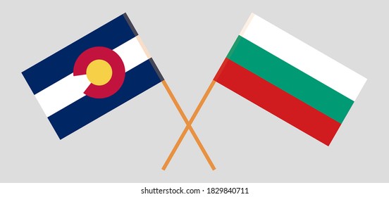 Crossed flags of The State of Colorado and Bulgaria