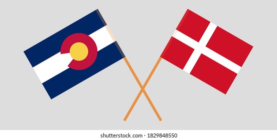 Crossed flags of The State of Colorado and Denmark