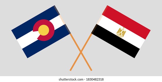Crossed flags of The State of Colorado and Egypt