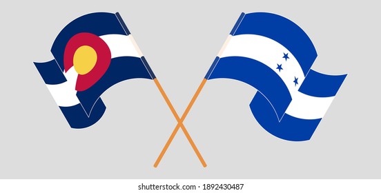 Banderas cruzadas del Estado de Colorado y Honduras