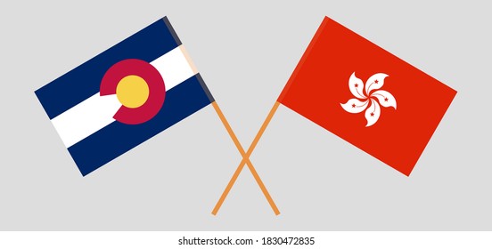 Crossed flags of The State of Colorado and Hong Kong