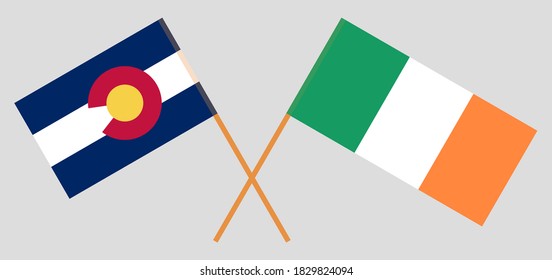 Crossed flags of The State of Colorado and Ireland