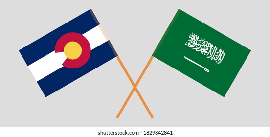 Banderas cruzadas del Estado de Colorado y el Reino de Arabia Saudita