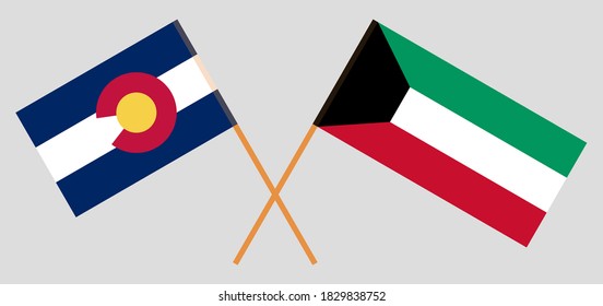 Crossed flags of The State of Colorado and Kuwait