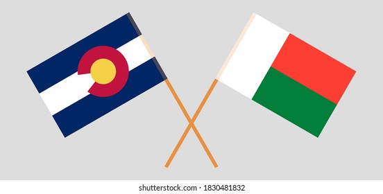 Crossed flags of The State of Colorado and Madagascar