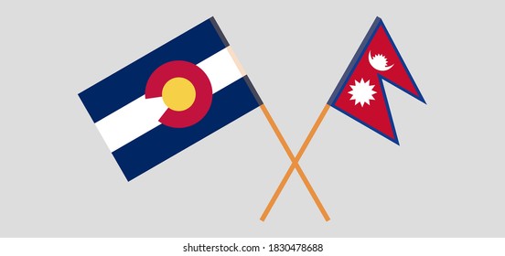 Crossed flags of The State of Colorado and Nepal