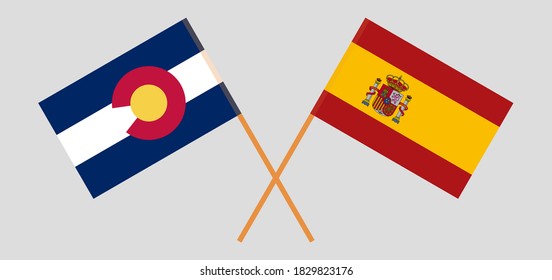 Überkreuzte Flaggen des Staates Colorado und Spaniens