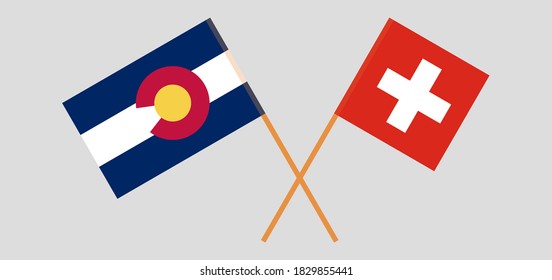 Crossed flags of The State of Colorado and Switzerland