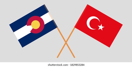 Crossed flags of The State of Colorado and Turkey