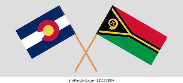 Banderas cruzadas del Estado de Colorado y Vanuatu. Colores oficiales. Proporción correcta. Ilustración del vector
