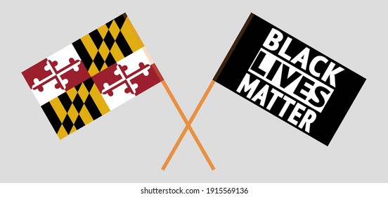 Crossed flags of the State of Maryland and blm