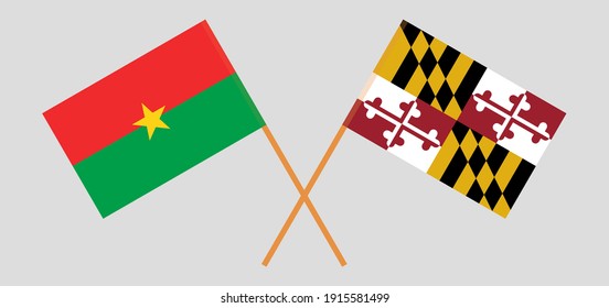 Überkreuzte Flaggen des Staates Maryland und Burkina Faso