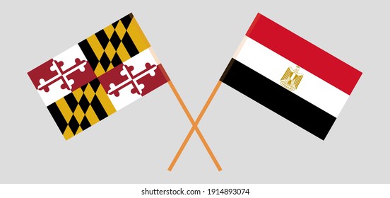 Gekreuzte Flaggen des Staates Maryland und Ägypten