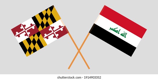 Crossed flags of the State of Maryland and Iraq