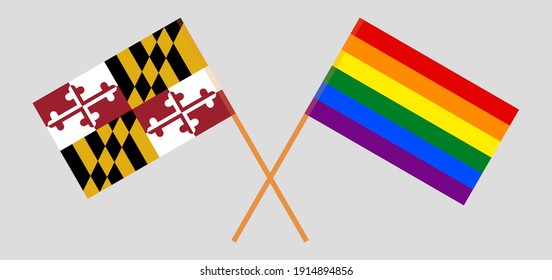 Crossed flags of the State of Maryland and LGBTQ
