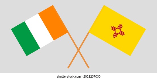 Crossed flags of the State of New Mexico and Republic of Ivory Coast. Official colors. Correct proportion