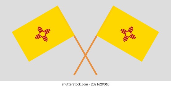 Crossed flags of the State of New Mexico. Official colors. Correct proportion