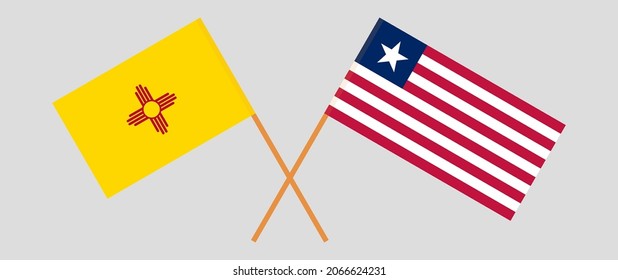 Crossed flags of the State of New Mexico and Liberia. Official colors. Correct proportion
