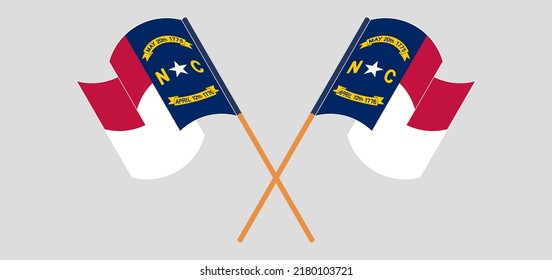 Crossed Flags State North Carolina Official Stock Vector Royalty Free