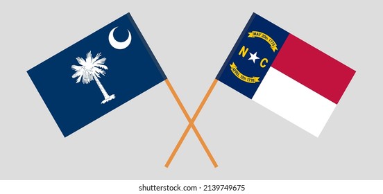 Crossed flags of The State of South Carolina and The State of North Carolina. Official colors. Correct proportion