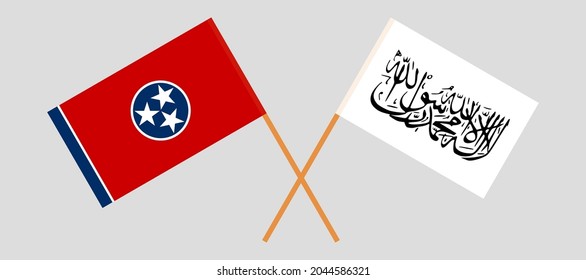 Crossed flags of the State of Tennessee and Islamic Emirate of Afghanistan. Official colors. Correct proportion