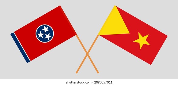 Заголовок: Crossed flags of the State of Tennessee and Tigray. Official colors. Correct proportion