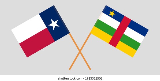 Banderas cruzadas del Estado de Texas y la República Centroafricana