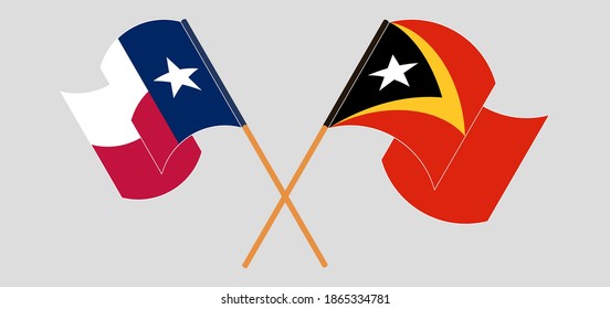 Gekreuzte Flaggen des Staates Texas und Osttimor