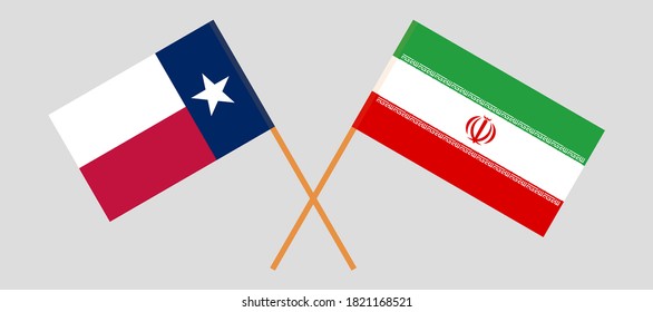 Banderas cruzadas del Estado de Texas e Irán