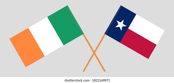 Banderas cruzadas del Estado de Texas e Irlanda