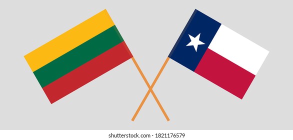 Crossed flags of the State of Texas and Lithuania