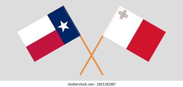 Banderas cruzadas del Estado de Texas y Malta