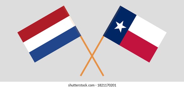 Crossed flags of the State of Texas and the Netherlands